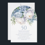 Elegant Dusty Blue White Floral 50th Birthday Arch Einladung<br><div class="desc">Elegant staubige blau-weiße Blumenfrauen zum 50. Geburtstag feierliche Einladung. Diese Einladung kann gedruckt oder als digitale Einladung, mit Familie und Freunden über soziale Medien oder per E-Mail zu teilen gekauft werden. Kontaktieren Sie mich, um Hilfe bei Ihren Anpassungen zu erhalten oder um zusätzliche Matching oder Koordination von Zazzle-Produkten für Ihr...</div>