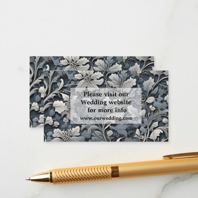 Elegant dusty blue white grau begleitkarte (Vorderseite/Rückseite Beispiel)