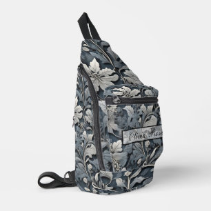 Elegant dusty blue white grau crossbody bag