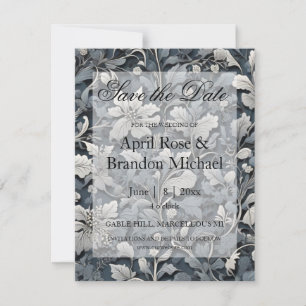 Elegant dusty blue white grau save the date
