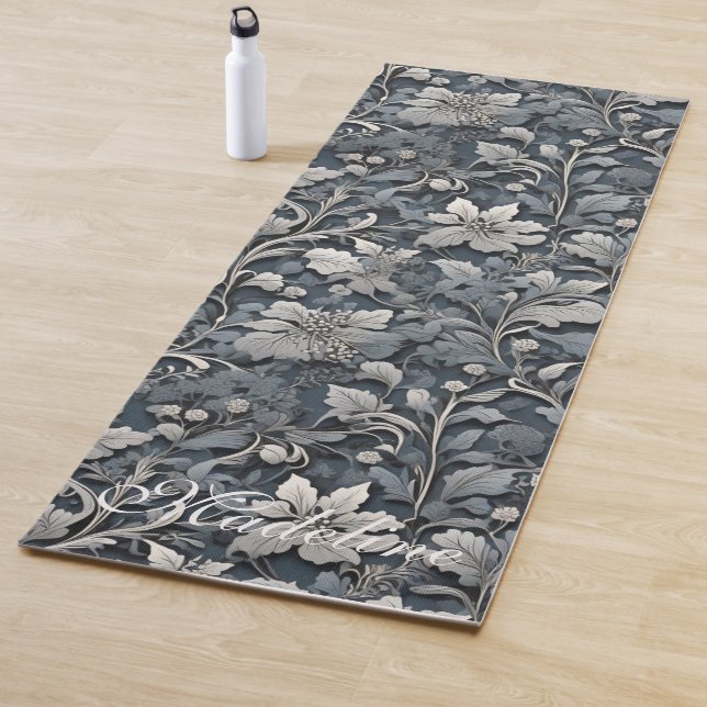 Elegant dusty blue white grau yogamatte (Beispiel)