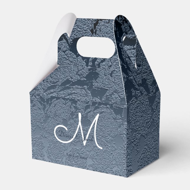 Elegant Dusty Blue White Wedding Monogram Geschenkschachtel (Vorderseite)