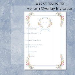 Elegant Dusty Blue Wildblume Wappen Hintergrund Einladung