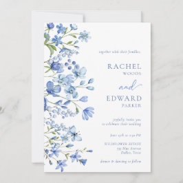 Elegant Dusty Blue Wildblume Wedding Einladung