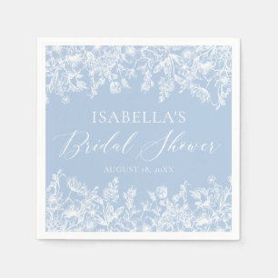 Elegant Dusty Blue Wildblumen Brautparty Serviette