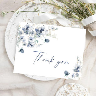 Elegant Dusty Blue Winter Foliage Boho Vielen Dank Postkarte