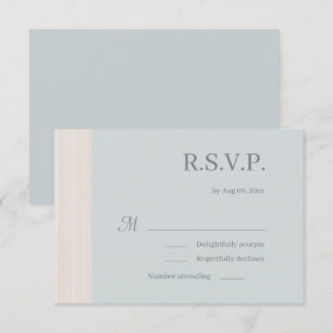 Elegant Dusty Blue Wood Grain Stripes Wedding RSVP Einladung