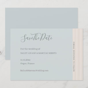 Elegant Dusty Blue WoodGrain Save the Date Hochzei Einladung