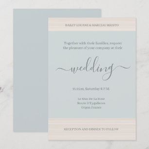 Elegant Dusty Blue WoodGrain Stripes Chic Wedding Einladung