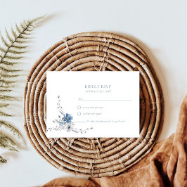 Elegant Dusty BlueFloral Spring Bloom Wedding RSVP Karte