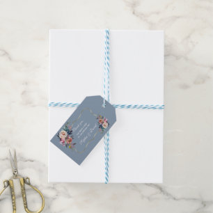 Elegant Dusty BlueMisty Rose Gold Wedding Geschenkanhänger