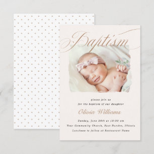 Elegant dusty Cream Scallops Christening Taufen Einladung