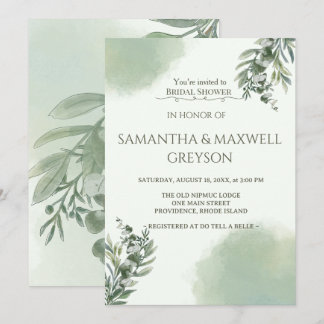 Elegant Dusty Green Script Classic Bridal Shower  Einladung