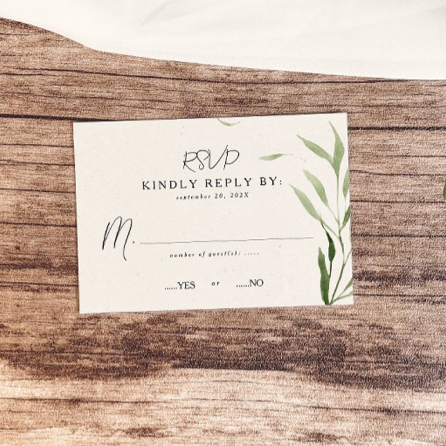 Elegant Dusty Greenerenerity Foliage Wedding RSVP Karte (Von Creator hochgeladen)
