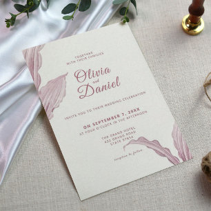 Elegant Dusty Lavender Minimalistische Blumenhochz Einladung