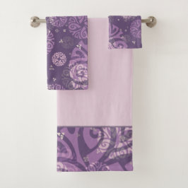 Elegant Dusty Lila Ethnic Motif Badhandtuch Set