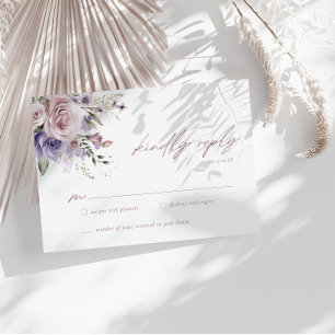 Elegant Dusty Mauve & Lavender Wedding RSVP Einladung