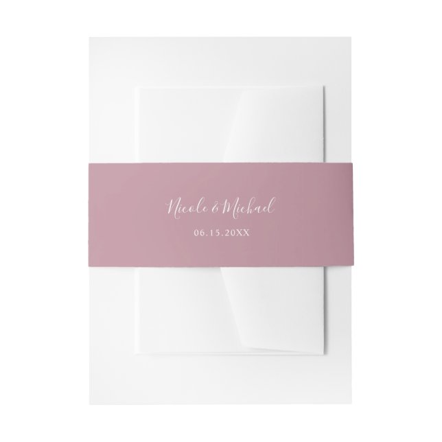 Elegant Dusty Mauve Personalisiert Wedding Einladungsbanderole (Vorderseite Beispiel)