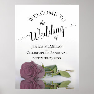 Elegant Dusty Mauve Pink Rose Chic Wedding Willkom Poster