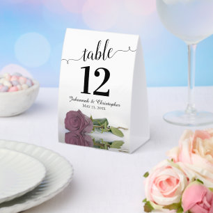 Elegant Dusty Mauve Pink Rose Wedding Tischnummer Tischaufsteller