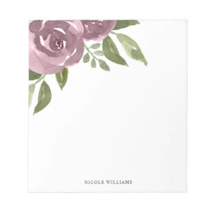 Elegant Dusty Mauve Watercolor Floral Notizblock