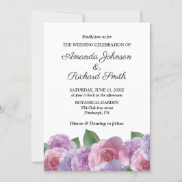 Elegant Dusty Pink Lila Floral Wedding Einladung