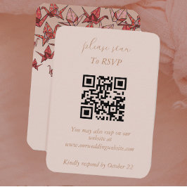 Elegant Dusty Pink Paper Crane Wedding Begleitkarte