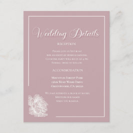 Elegant Dusty Pink White Floral Wedding Begleitkarte