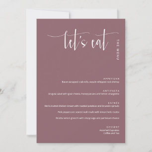 Elégant Dusty Purple Moderne Dîners Menu