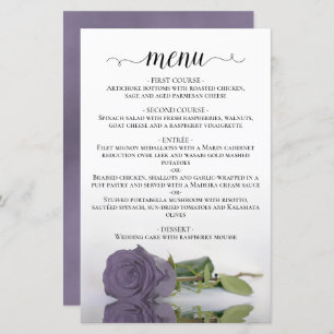 Élégant Dusty Purple Rose Budget Mariage Menu