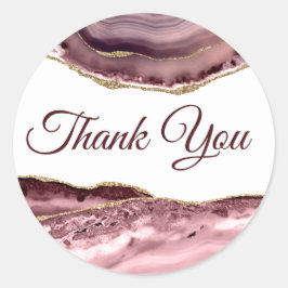 Elegant Dusty Rose Agate Vielen Dank Runder Aufkleber