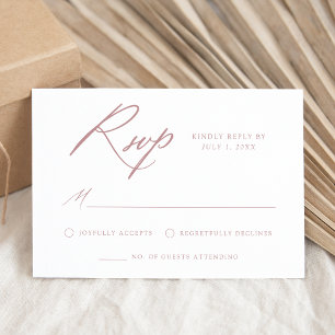 Elegant Dusty Rose Calligraphy Wedding RSVP Karte
