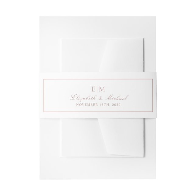 Elegant Dusty Rose Classic Script Monogram Wedding Einladungsbanderole (Vorderseite Beispiel)