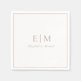 Elegant Dusty Rose Classic Script Monogram Wedding Serviette