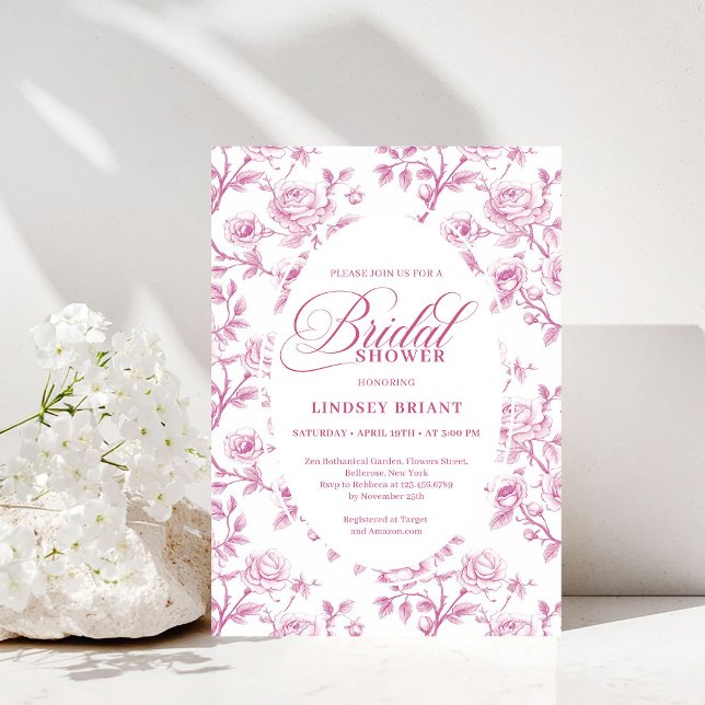 Elegant Dusty Rose Floral Bridal Shower Invitation Einladung (Elegant Dusty Rose Floral Bridal Shower Invitation)