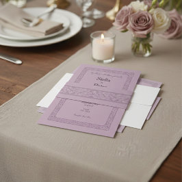 Elegant Dusty Rose Mauve Vintage Pattern Wedding Einladungsbanderole