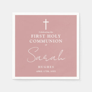 Elegant Dusty Rose Minimalistisch Erste Heilige Ko Serviette