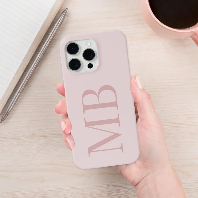 Elegant Dusty Rose Minimalistisch Initial Monogram Case-Mate iPhone Hülle (Von Creator hochgeladen)
