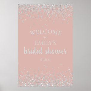 Elegant Dusty Rose Silver Confetti Brautparty Poster