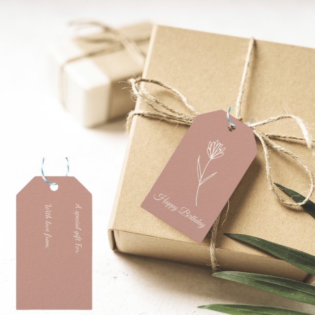 Elegant Dusty Rose Simple Flower Name Geschenkanhänger (Von Creator hochgeladen)