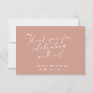 Elegant Dusty Rose Trendy Script Custom Wedding Dankeskarte