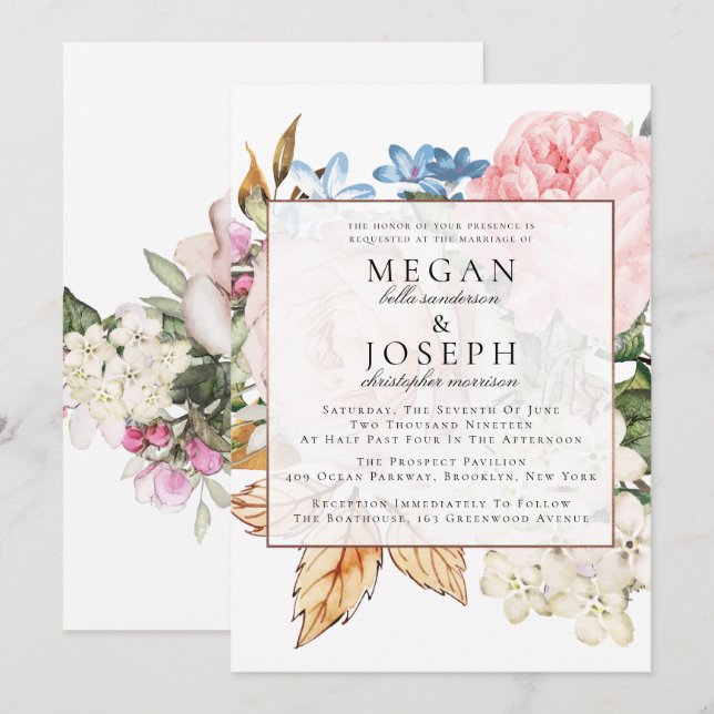 Elegant Dusty Rose Wedding Einladung (Vorne/Hinten)