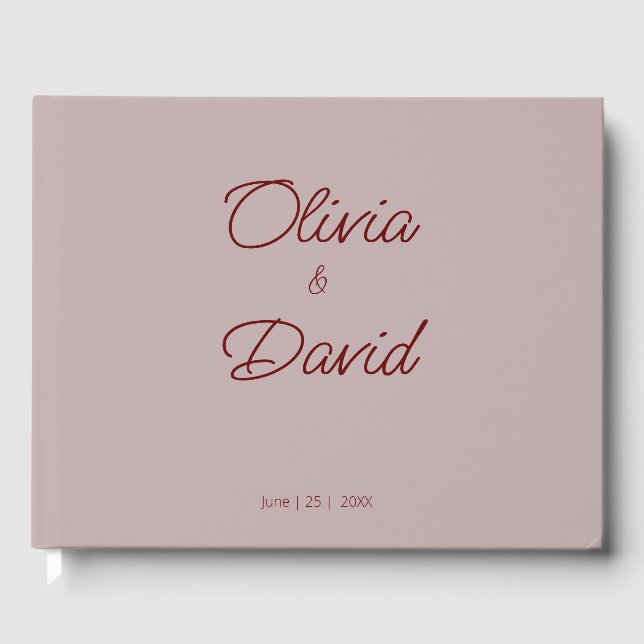 Elegant Dusty Rose Wedding Gästebuch (Vorderseite)