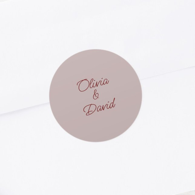 Elegant Dusty Rose Wedding Runder Aufkleber (Von Creator hochgeladen)