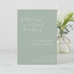 Elegant Dusty Sage Minimalistisch Chic Script Wedd Einladung