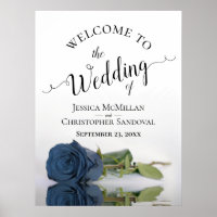 Elegant Dusty Steel Blue Rose Wedding Willkommen