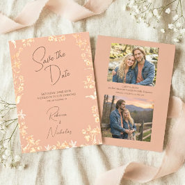 Elegant Dusty Terracotta Copper Wildflower 2 Photo Save The Date