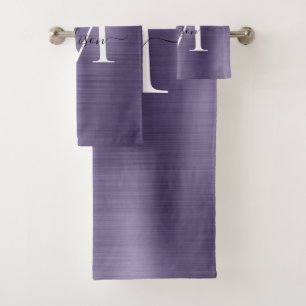 Élégant Dusty violet brossé monogramme métallique