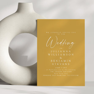 Elegant Dusty Yellow Minimalistisch Script Wedding Einladung