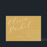 Elegant Dusty Yellow Script Minimal Bat Mitzvah Einladung<br><div class="desc">Diese zeitgenössische Fledermaus-Mitzvah-Einladung zeichnet sich durch eine minimalistische horizontale Komposition und eine schöne,  weiße Skriptkalligraphie auf einem dusty Yellow Hintergrund aus.</div>